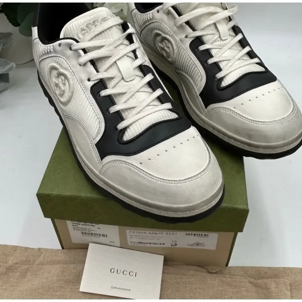 Men's Gucci Mac 80 distressed leather sneakers size 12 made in Italy
